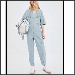 Zara retro jean jumpsuit